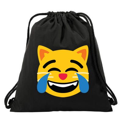 Emoticon Cat Face With Tears Of Joy Drawstring Bag
