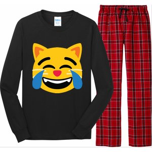 Emoticon Cat Face With Tears Of Joy Long Sleeve Pajama Set