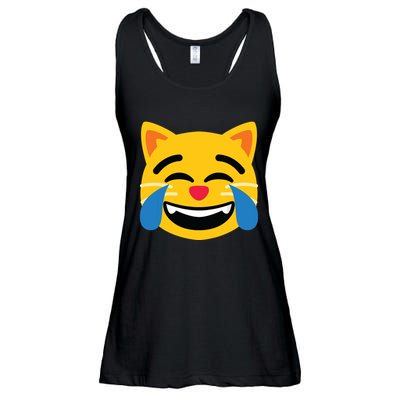 Emoticon Cat Face With Tears Of Joy Ladies Essential Flowy Tank