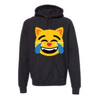 Emoticon Cat Face With Tears Of Joy Premium Hoodie