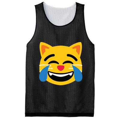 Emoticon Cat Face With Tears Of Joy Mesh Reversible Basketball Jersey Tank