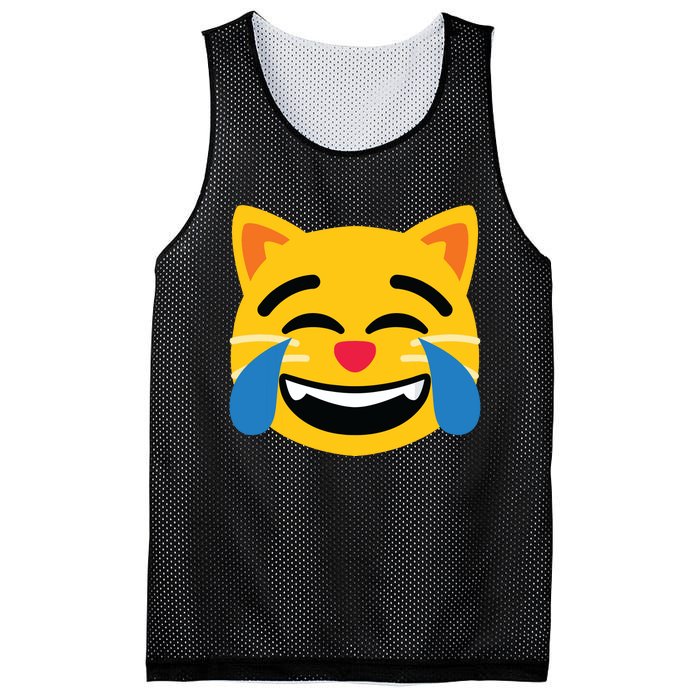 Emoticon Cat Face With Tears Of Joy Mesh Reversible Basketball Jersey Tank