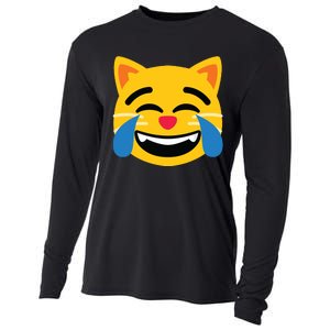 Emoticon Cat Face With Tears Of Joy Cooling Performance Long Sleeve Crew