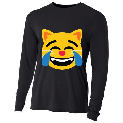 Emoticon Cat Face With Tears Of Joy Cooling Performance Long Sleeve Crew