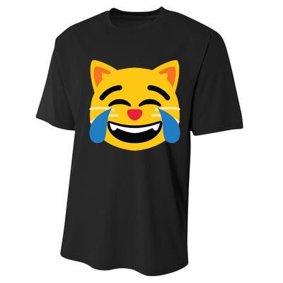 Emoticon Cat Face With Tears Of Joy Performance Sprint T-Shirt