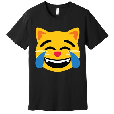 Emoticon Cat Face With Tears Of Joy Premium T-Shirt