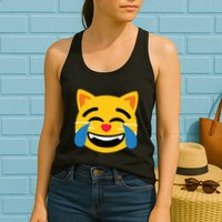 Emoticon Cat Face With Tears Of Joy Womens Tank Top