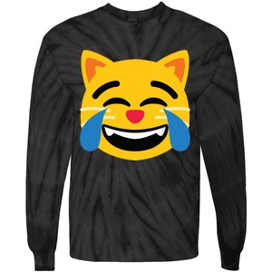 Emoticon Cat Face With Tears Of Joy Tie-Dye Long Sleeve Shirt