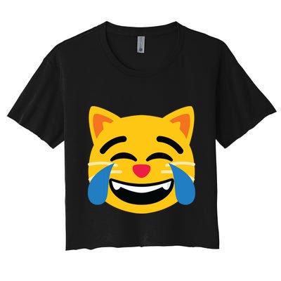 Emoticon Cat Face With Tears Of Joy Crop Top
