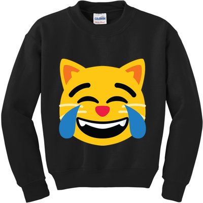 Emoticon Cat Face With Tears Of Joy Kids Sweatshirt