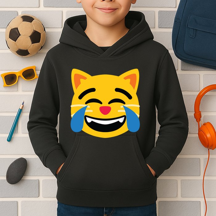 Emoticon Cat Face With Tears Of Joy Kids Hoodie
