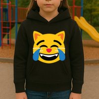 Emoticon Cat Face With Tears Of Joy Kids Hoodie