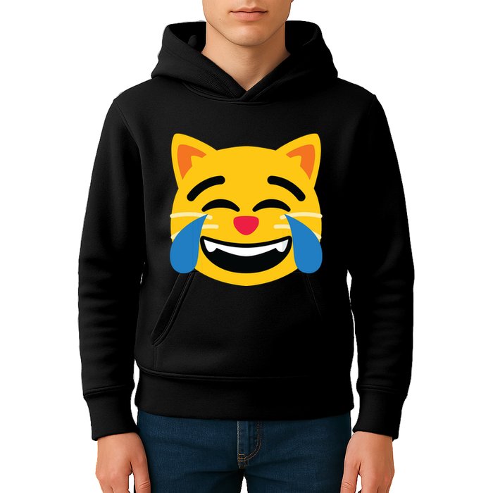 Emoticon Cat Face With Tears Of Joy Kids Hoodie