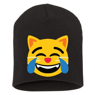 Emoticon Cat Face With Tears Of Joy Short Acrylic Beanie