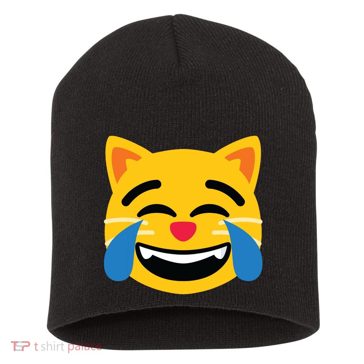 Emoticon Cat Face With Tears Of Joy Short Acrylic Beanie