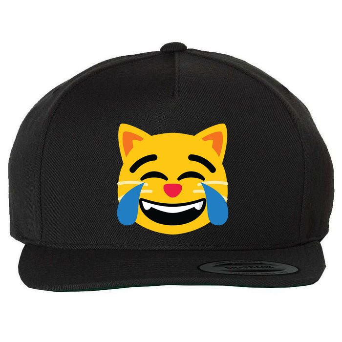Emoticon Cat Face With Tears Of Joy Wool Snapback Cap