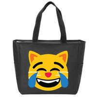 Emoticon Cat Face With Tears Of Joy Zip Tote Bag