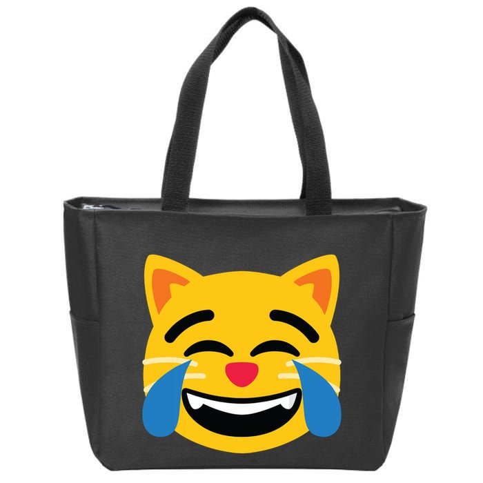 Emoticon Cat Face With Tears Of Joy Zip Tote Bag