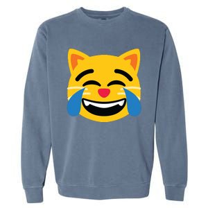 Emoticon Cat Face With Tears Of Joy Garment-Dyed Sweatshirt