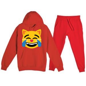 Emoticon Cat Face With Tears Of Joy Premium Hooded Sweatsuit Set