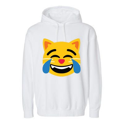 Emoticon Cat Face With Tears Of Joy Garment-Dyed Fleece Hoodie