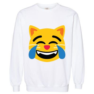Emoticon Cat Face With Tears Of Joy Garment-Dyed Sweatshirt