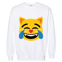Emoticon Cat Face With Tears Of Joy Garment-Dyed Sweatshirt