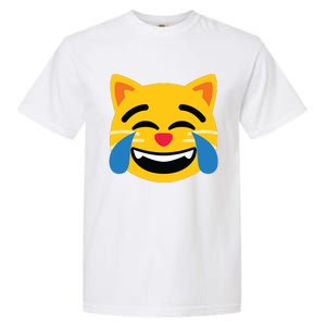 Emoticon Cat Face With Tears Of Joy Garment-Dyed Heavyweight T-Shirt