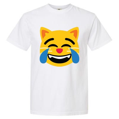 Emoticon Cat Face With Tears Of Joy Garment-Dyed Heavyweight T-Shirt