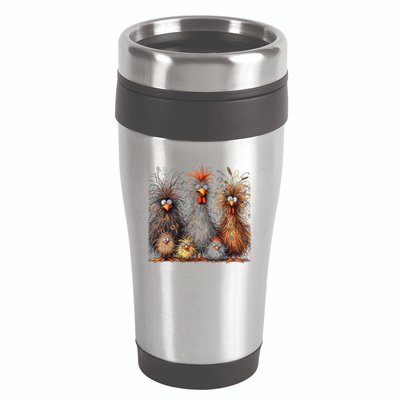 Eagerlys Colorful Funny Chicken Art Crazy Chicken Family 16oz Travel Tumbler