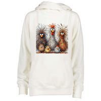 Eagerlys Colorful Funny Chicken Art Crazy Chicken Family Womens Funnel Neck Pullover Hood