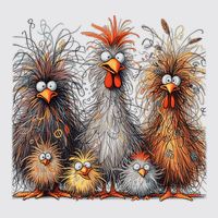 Eagerlys Colorful Funny Chicken Art Crazy Chicken Family Womens Funnel Neck Pullover Hood
