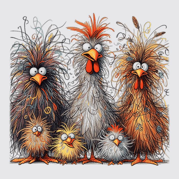 Eagerlys Colorful Funny Chicken Art Crazy Chicken Family Womens Funnel Neck Pullover Hood