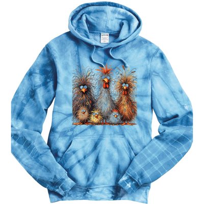 Eagerlys Colorful Funny Chicken Art Crazy Chicken Family Tie Dye Hoodie
