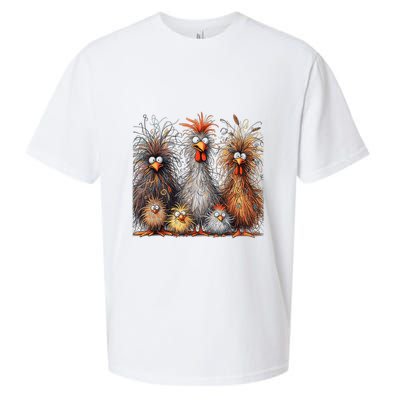 Eagerlys Colorful Funny Chicken Art Crazy Chicken Family Sueded Cloud Jersey T-Shirt