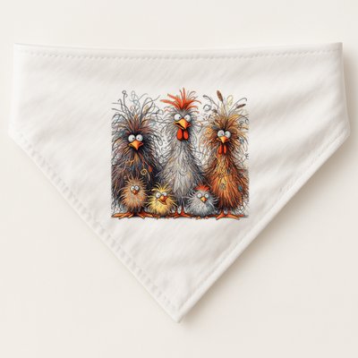 Eagerlys Colorful Funny Chicken Art Crazy Chicken Family USA-Made Doggie Bandana