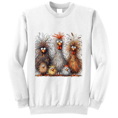 Eagerlys Colorful Funny Chicken Art Crazy Chicken Family Sweatshirt
