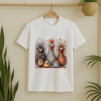 Eagerlys Colorful Funny Chicken Art Crazy Chicken Family T-Shirt