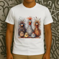 Eagerlys Colorful Funny Chicken Art Crazy Chicken Family T-Shirt
