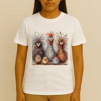 Eagerlys Colorful Funny Chicken Art Crazy Chicken Family T-Shirt