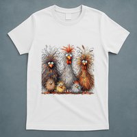 Eagerlys Colorful Funny Chicken Art Crazy Chicken Family T-Shirt
