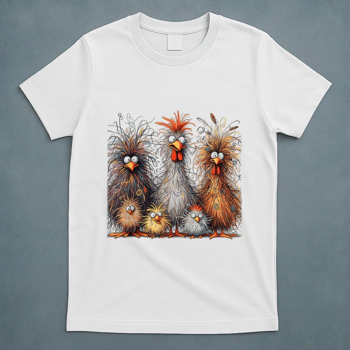 Eagerlys Colorful Funny Chicken Art Crazy Chicken Family T-Shirt