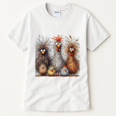 Eagerlys Colorful Funny Chicken Art Crazy Chicken Family Tall T-Shirt