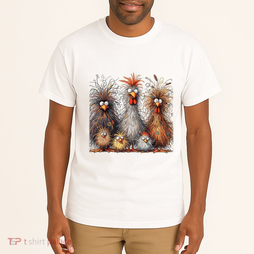 Eagerlys Colorful Funny Chicken Art Crazy Chicken Family Tall T-Shirt