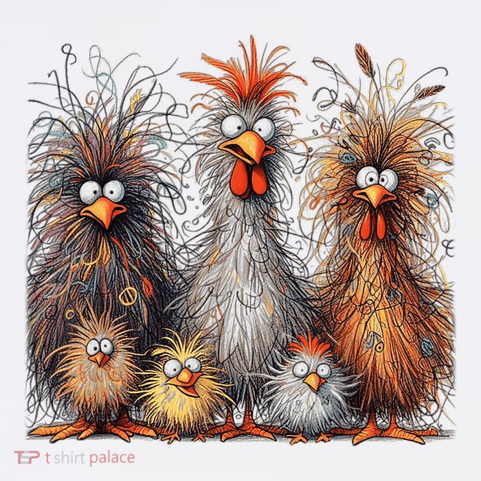 Eagerlys Colorful Funny Chicken Art Crazy Chicken Family Tall T-Shirt