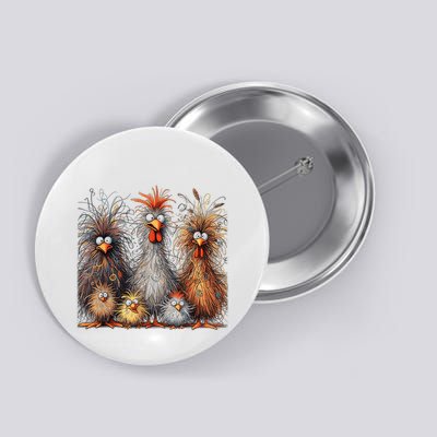 Eagerlys Colorful Funny Chicken Art Crazy Chicken Family Button