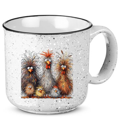 Eagerlys Colorful Funny Chicken Art Crazy Chicken Family 15oz Campfire Ceramic Mug