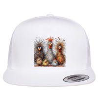 Eagerlys Colorful Funny Chicken Art Crazy Chicken Family Flatbill Hat
