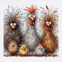 Eagerlys Colorful Funny Chicken Art Crazy Chicken Family Flatbill Hat