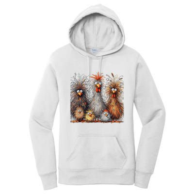 Eagerlys Colorful Funny Chicken Art Crazy Chicken Family Women's Pullover Hoodie